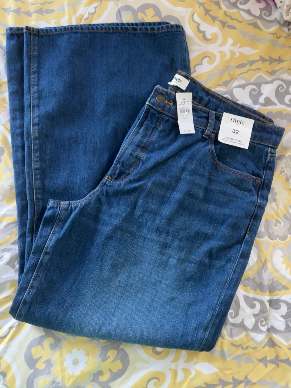 LOFT Rivete Loose Flare Jeans Size 32/14 NWT $94.95